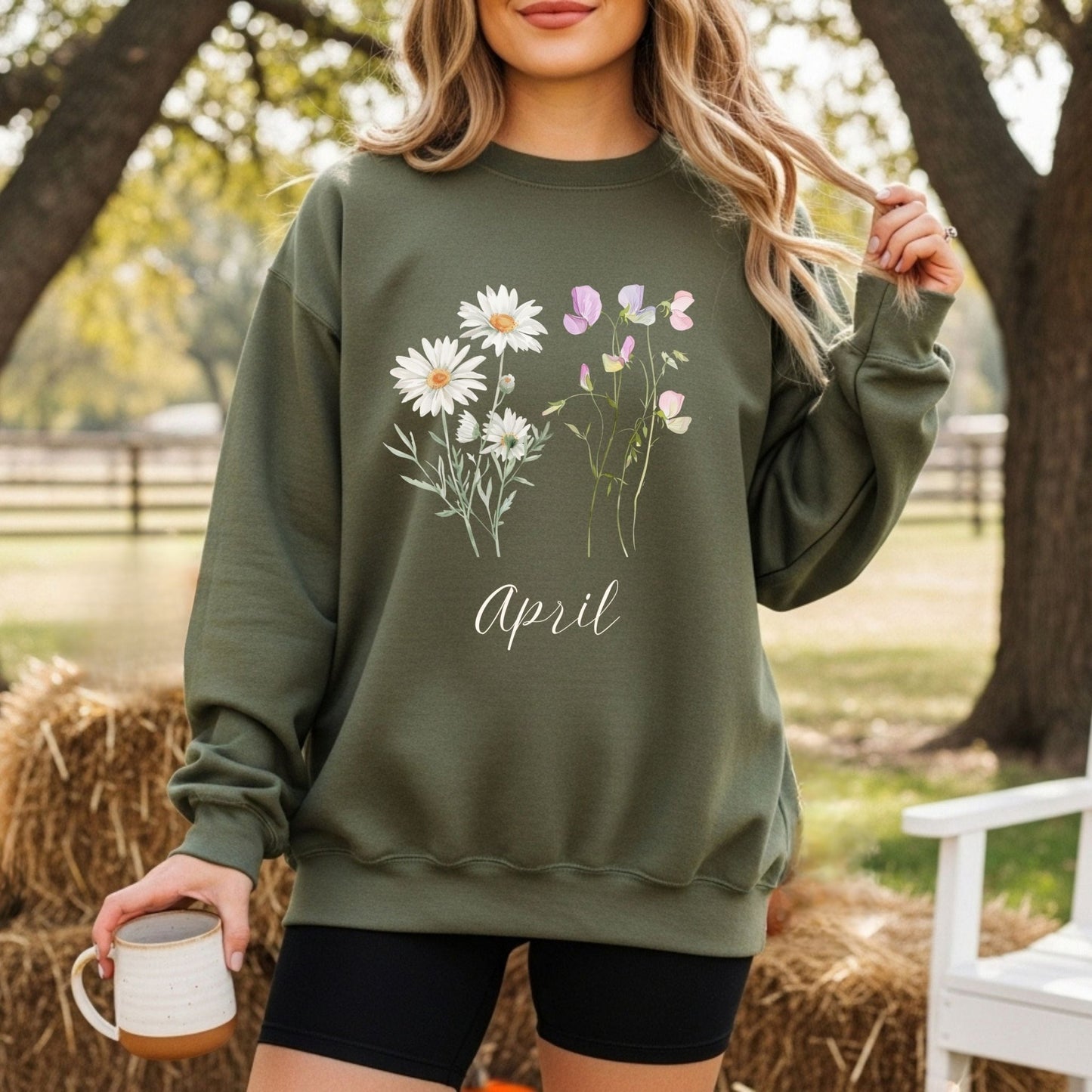 April Birth Month Flower Sweatshirt — Daisy & Sweet Pea