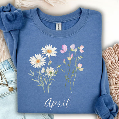 April Birth Month Flower Sweatshirt — Daisy & Sweet Pea