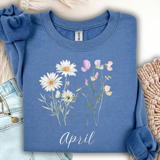 April Birth Month Flower Sweatshirt — Daisy & Sweet Pea