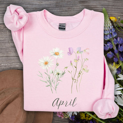April Birth Month Flower Sweatshirt — Daisy & Sweet Pea