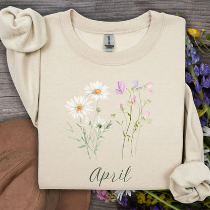 April Birth Month Flower Sweatshirt — Daisy & Sweet Pea