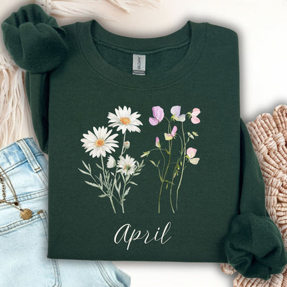 April Birth Month Flower Sweatshirt — Daisy & Sweet Pea