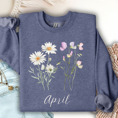 April Birth Month Flower Sweatshirt — Daisy & Sweet Pea