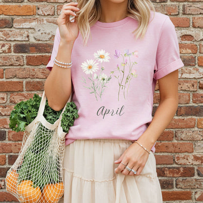 April Birth Month T‑Shirt — Daisy & Sweet Pea