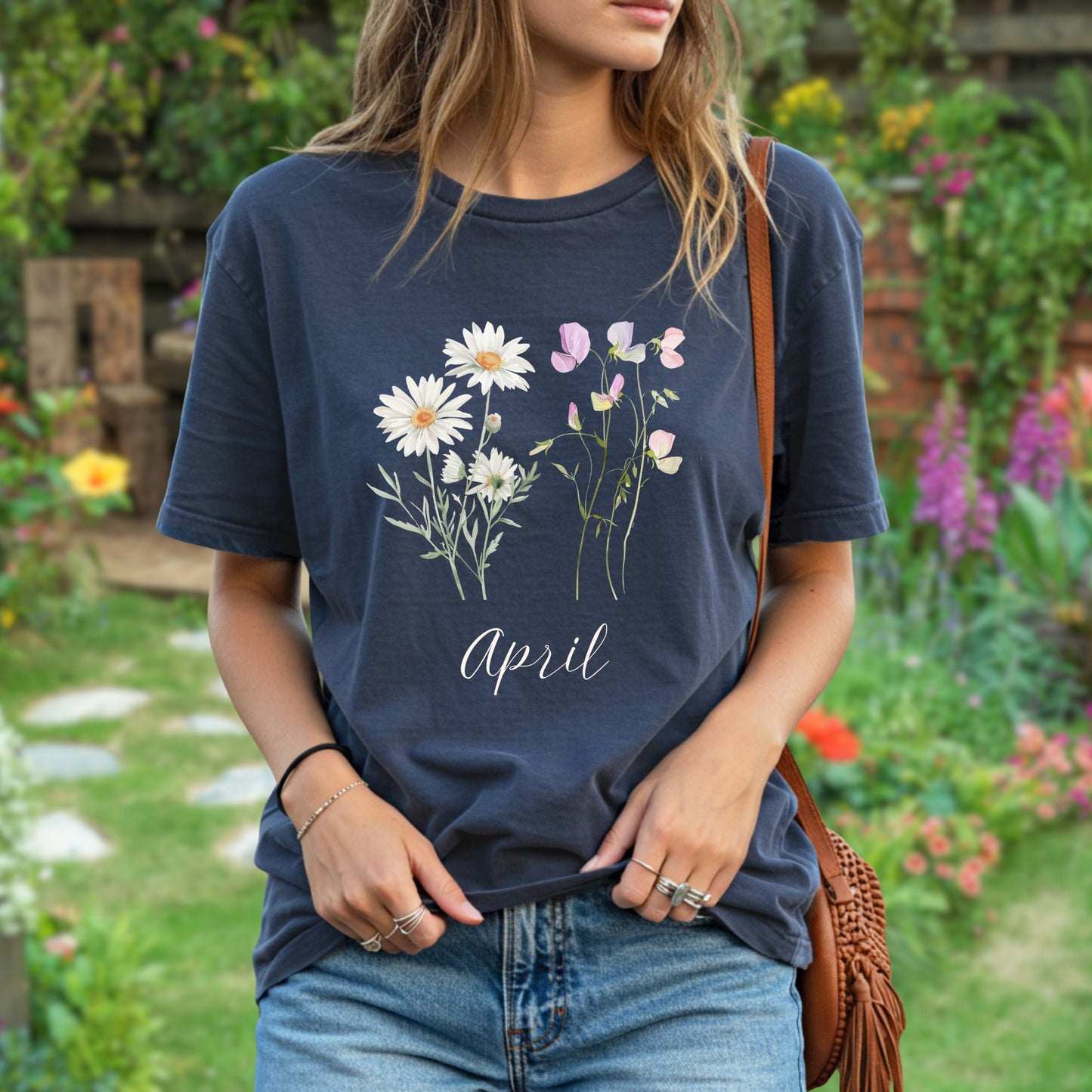 April Birth Month T‑Shirt — Daisy & Sweet Pea