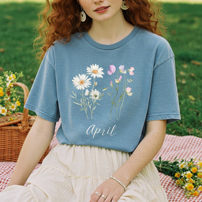 April Birth Month T‑Shirt — Daisy & Sweet Pea