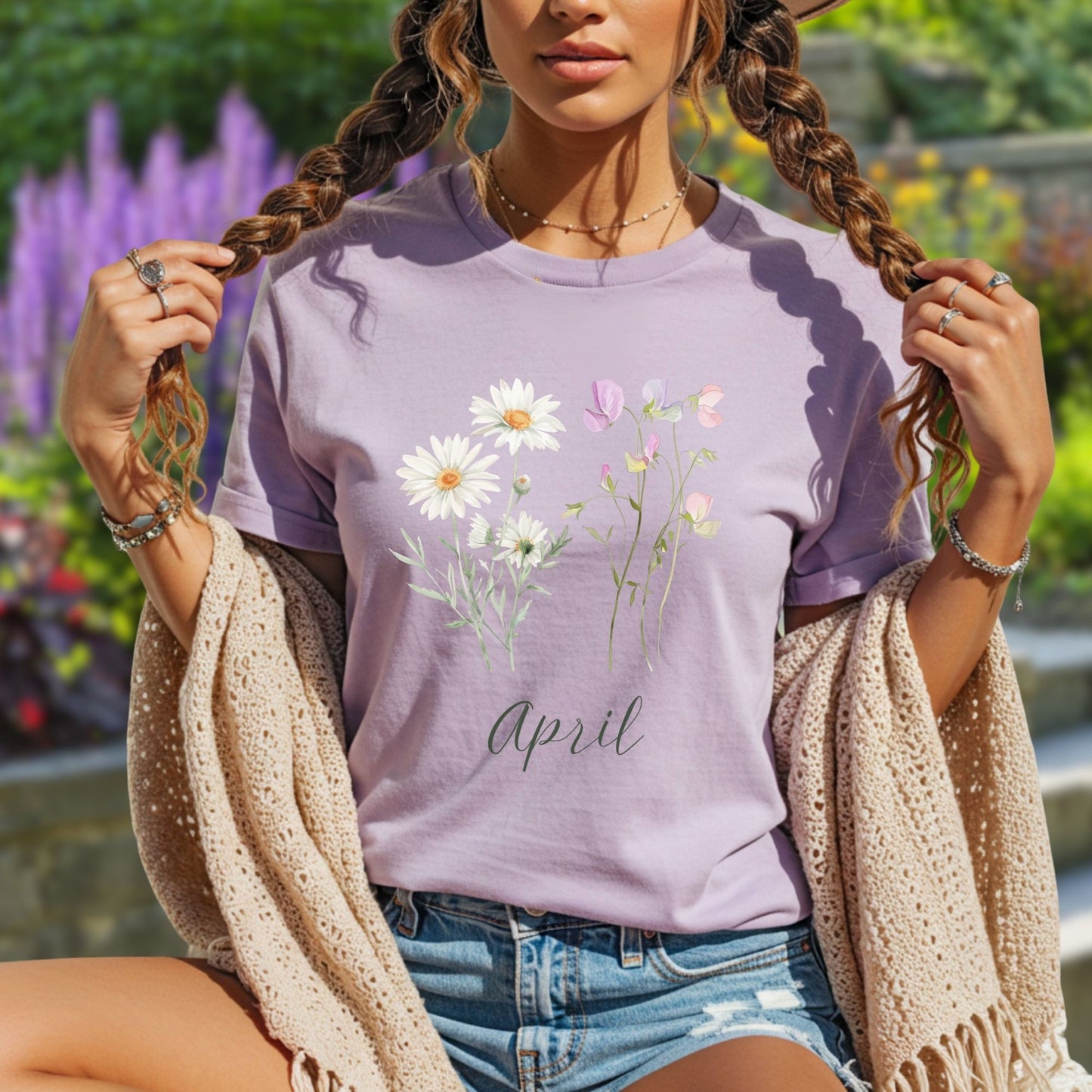 April Birth Month T‑Shirt — Daisy & Sweet Pea