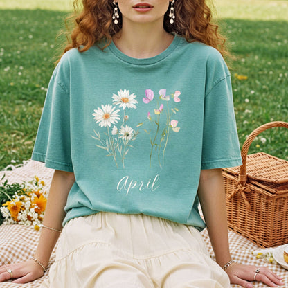 April Birth Month T‑Shirt — Daisy & Sweet Pea