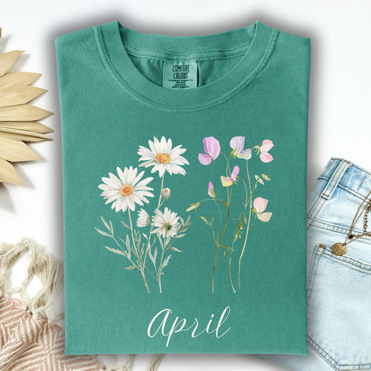 April Birth Month T‑Shirt — Daisy & Sweet Pea