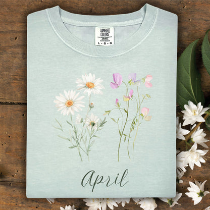 April Birth Month T‑Shirt — Daisy & Sweet Pea