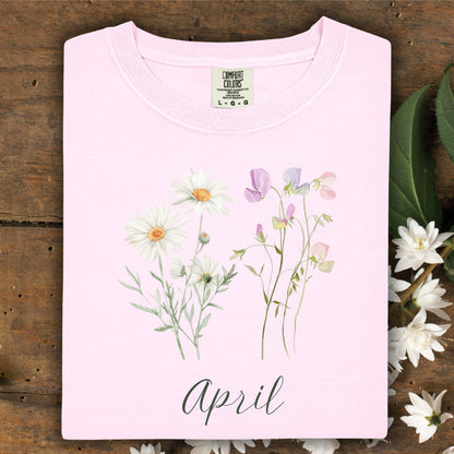 April Birth Month T‑Shirt — Daisy & Sweet Pea