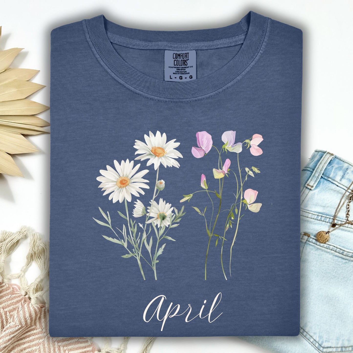 April Birth Month T‑Shirt — Daisy & Sweet Pea