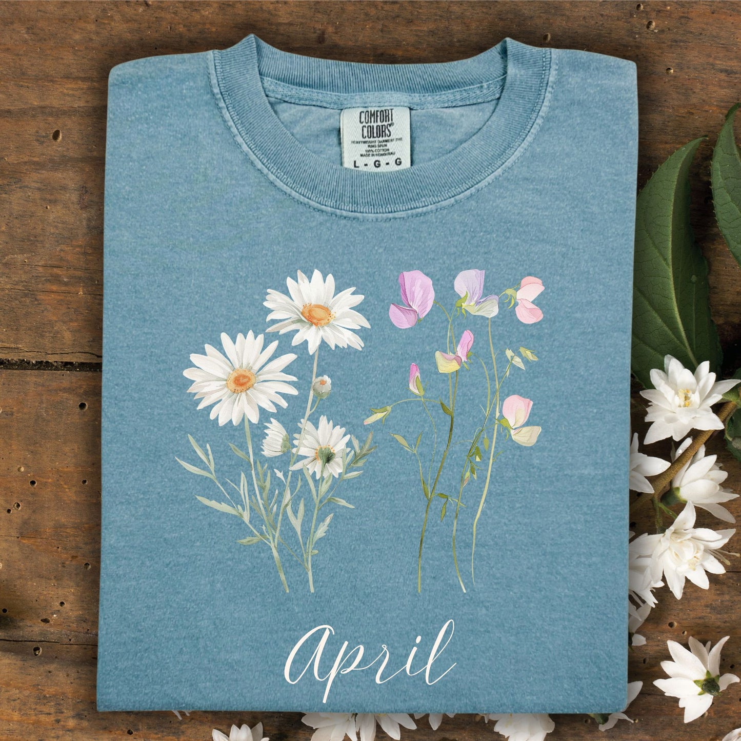 April Birth Month T‑Shirt — Daisy & Sweet Pea