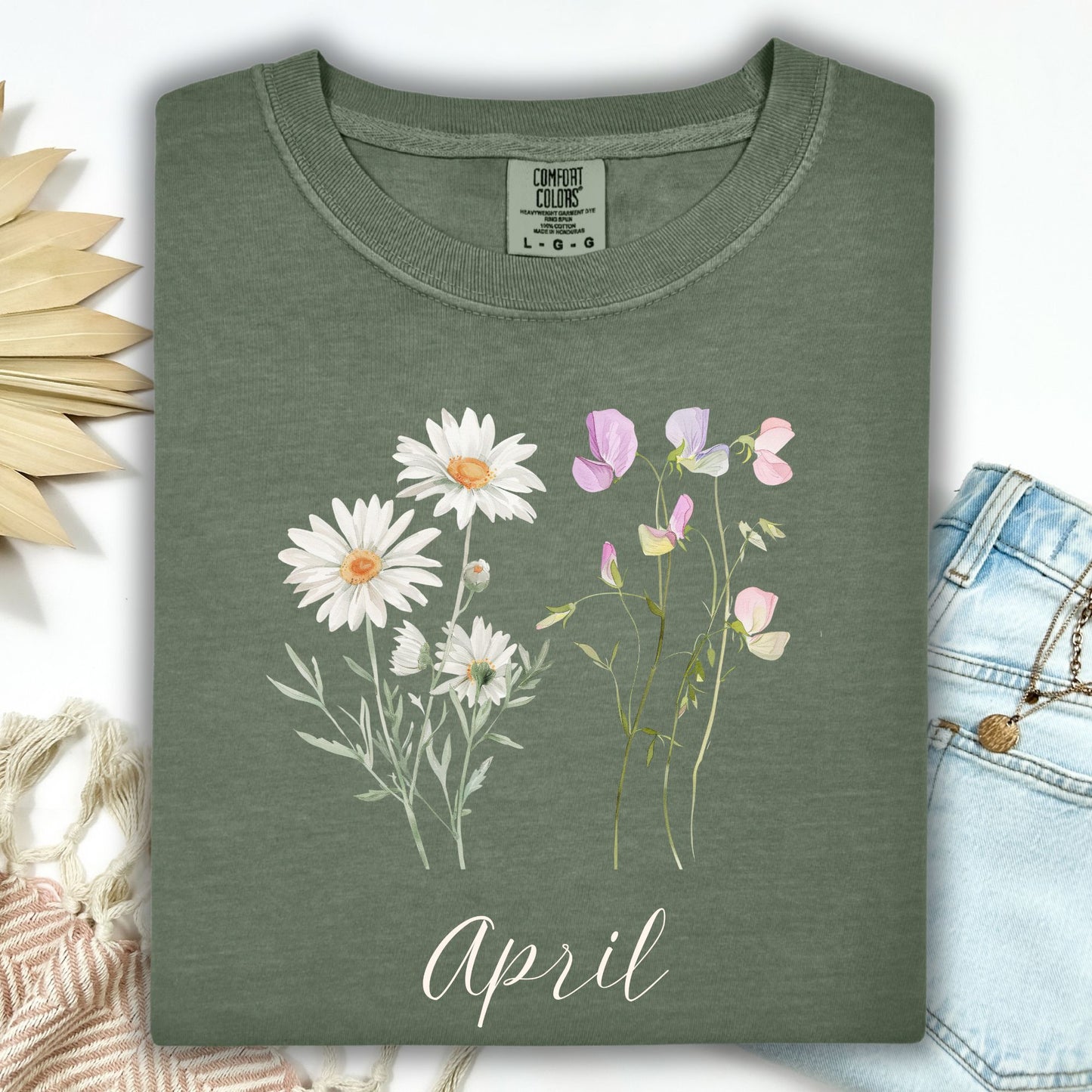 April Birth Month T‑Shirt — Daisy & Sweet Pea