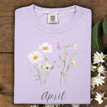 April Birth Month T‑Shirt — Daisy & Sweet Pea