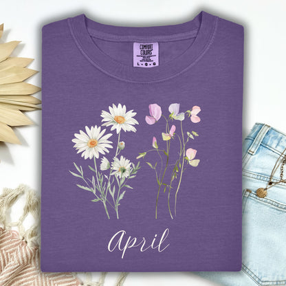 April Birth Month T‑Shirt — Daisy & Sweet Pea