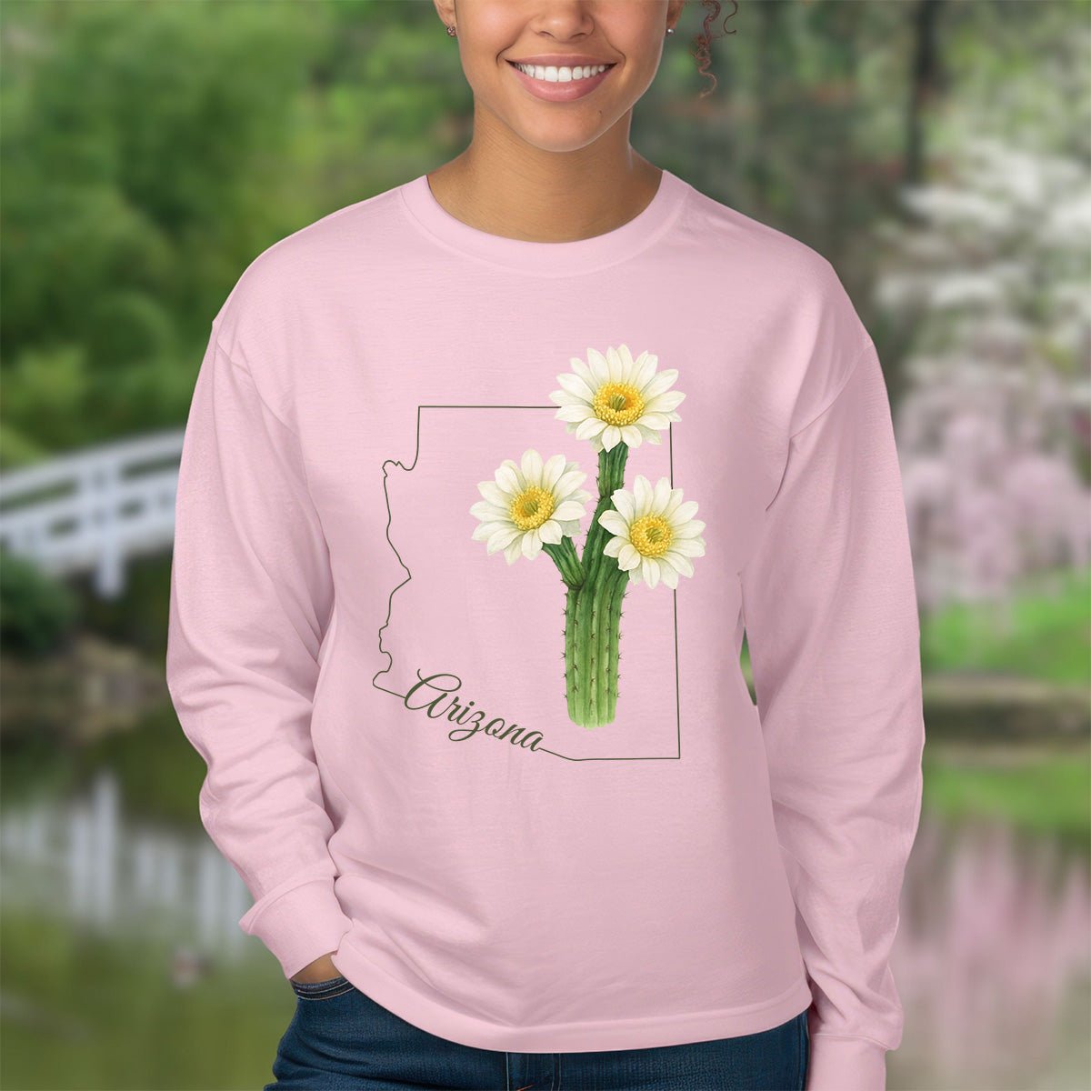 Arizona State Flower Long Sleeve Tee - Saguro Cactus