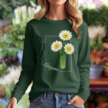 Arizona State Flower Long Sleeve Tee - Saguro Cactus
