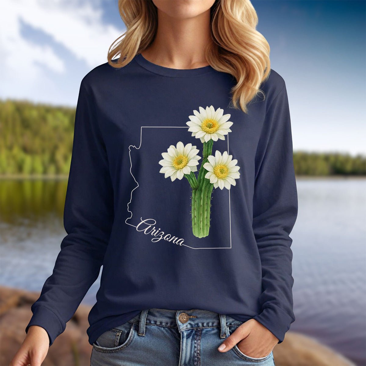 Arizona State Flower Long Sleeve Tee - Saguro Cactus