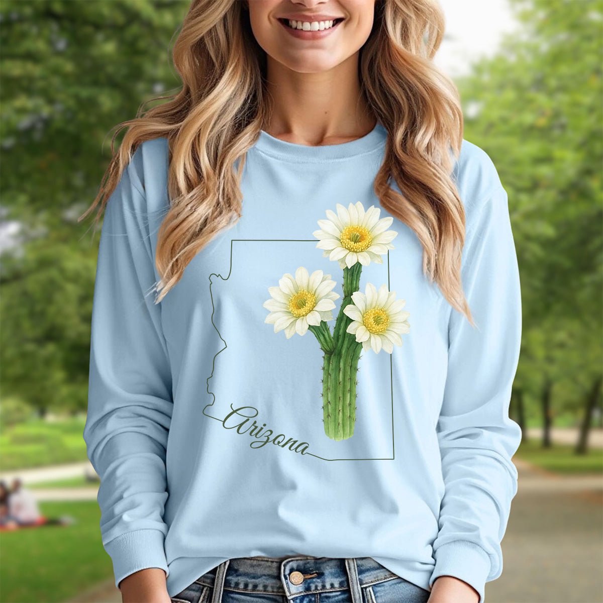 Arizona State Flower Long Sleeve Tee - Saguro Cactus