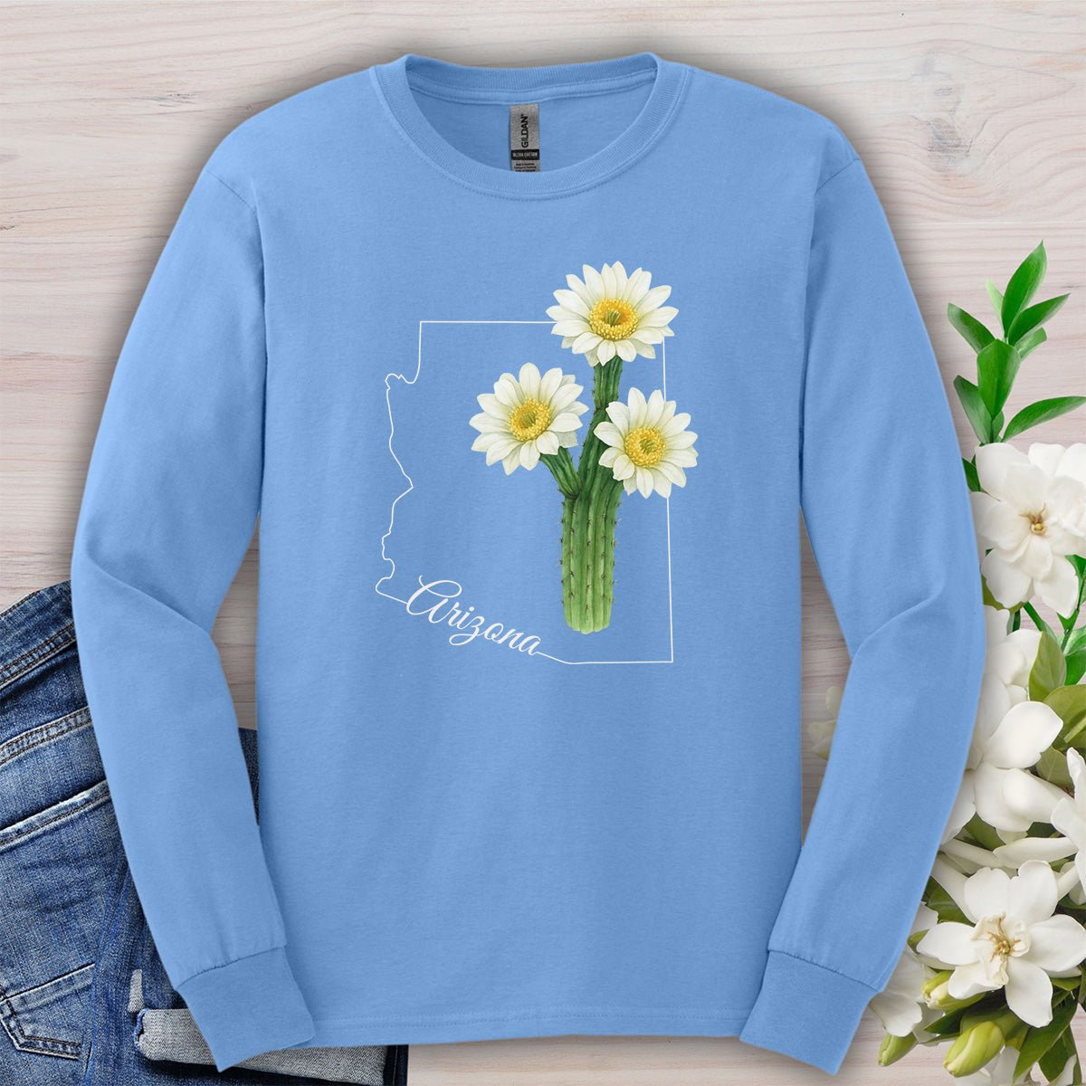 Arizona State Flower Long Sleeve Tee - Saguro Cactus