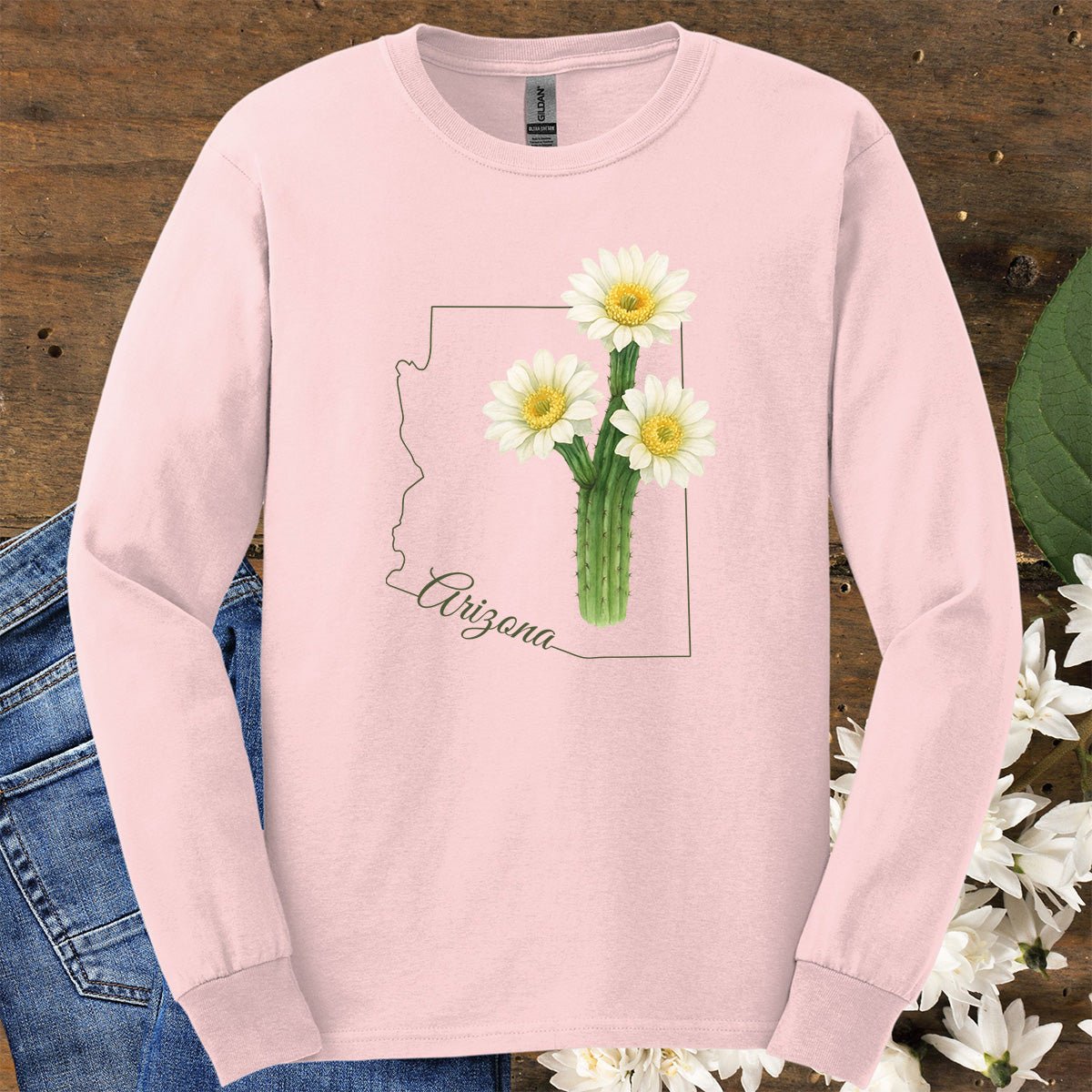 Arizona State Flower Long Sleeve Tee - Saguro Cactus
