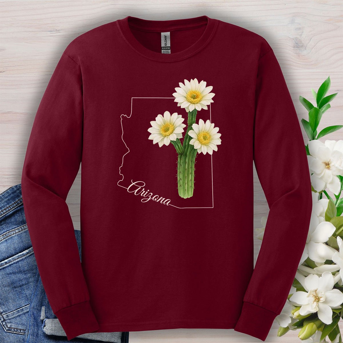 Arizona State Flower Long Sleeve Tee - Saguro Cactus