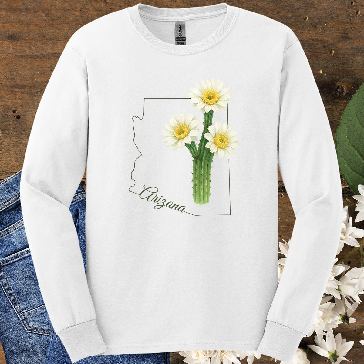 Arizona State Flower Long Sleeve Tee - Saguro Cactus