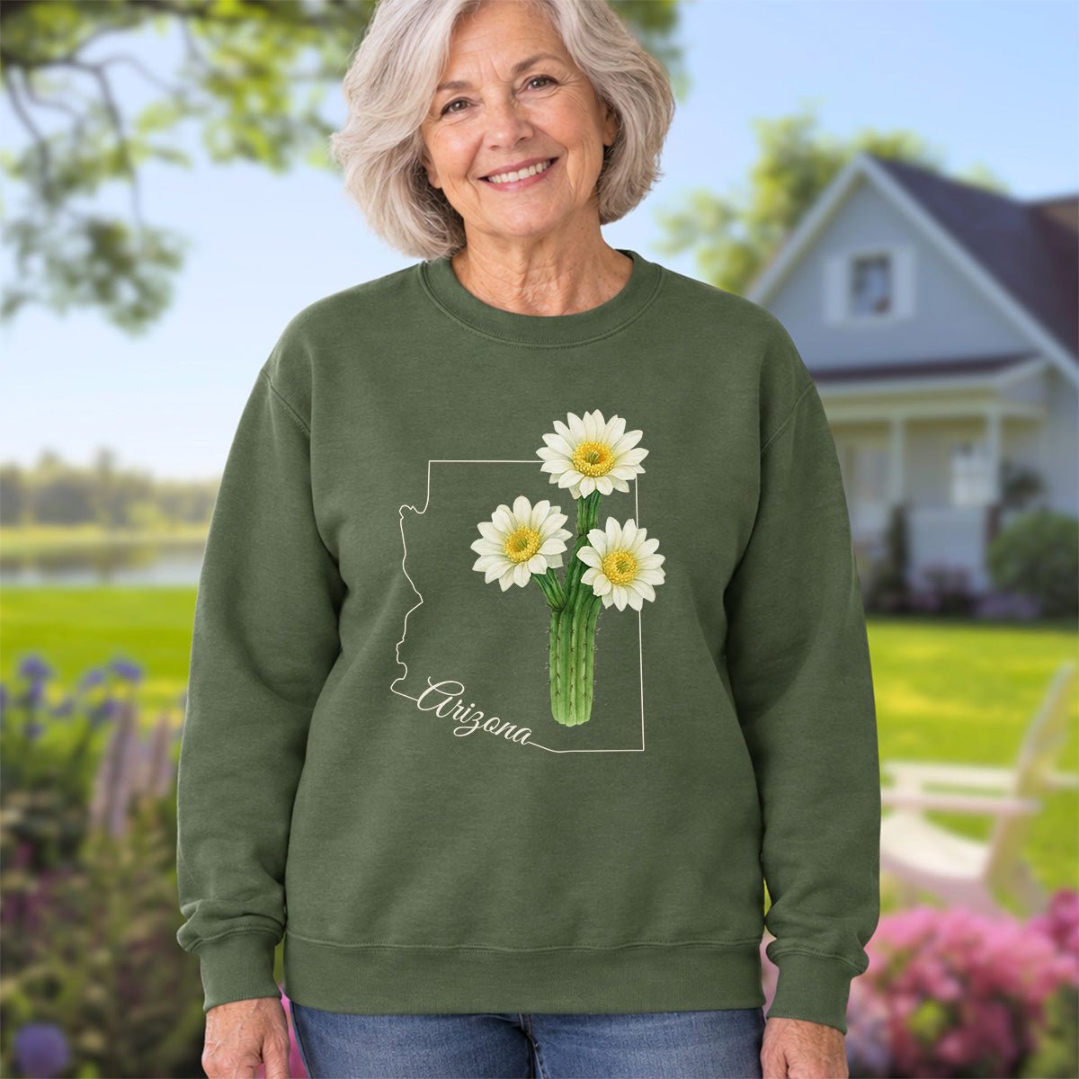 Arizona State Flower Sweatshirt - Saguro Cactus Bloom