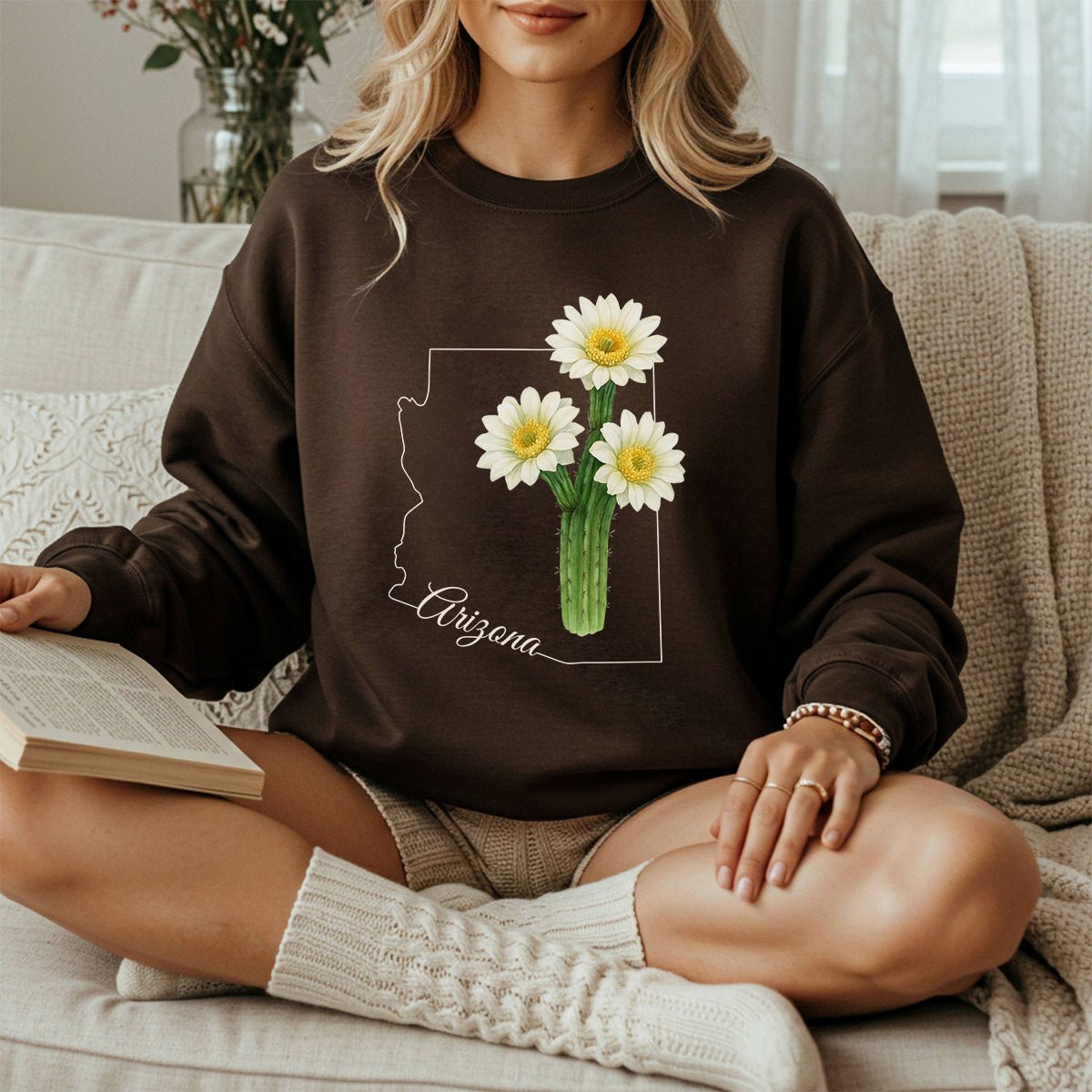 Arizona State Flower Sweatshirt - Saguro Cactus Bloom