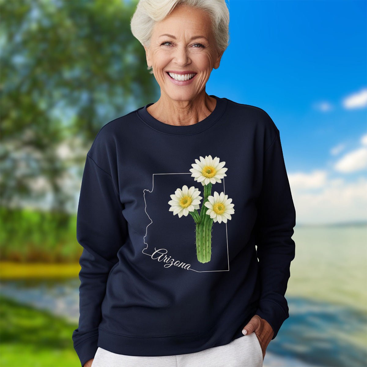 Arizona State Flower Sweatshirt - Saguro Cactus Bloom