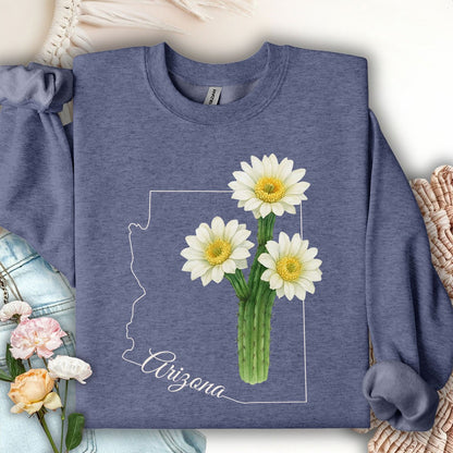 Arizona State Flower Sweatshirt - Saguro Cactus Bloom