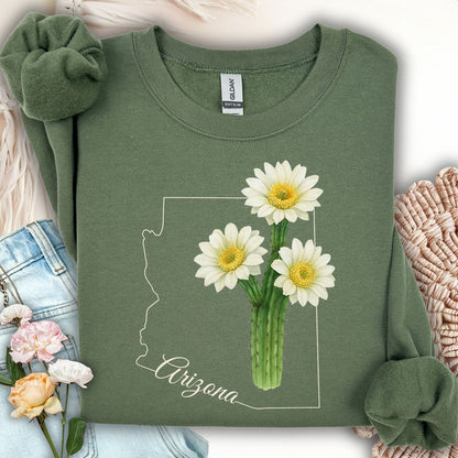 Arizona State Flower Sweatshirt - Saguro Cactus Bloom