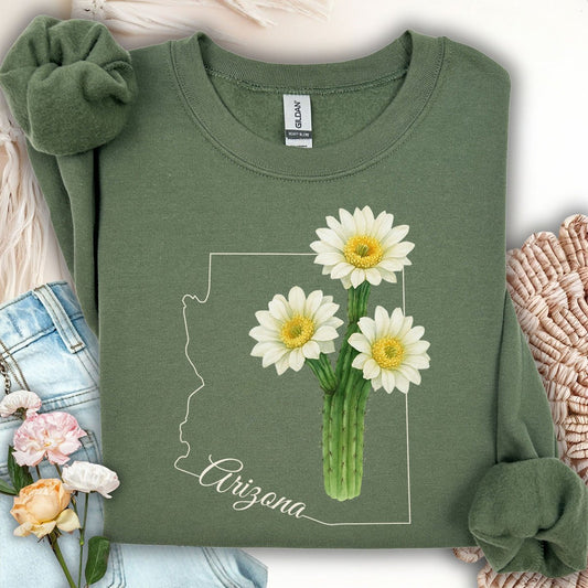 Arizona State Flower Sweatshirt - Saguro Cactus Bloom