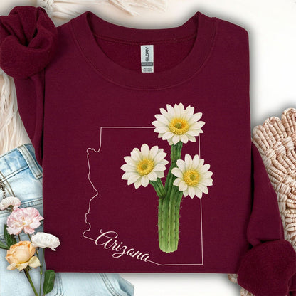 Arizona State Flower Sweatshirt - Saguro Cactus Bloom