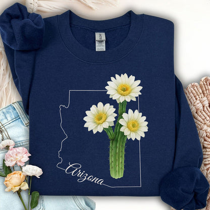 Arizona State Flower Sweatshirt - Saguro Cactus Bloom