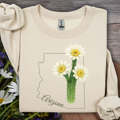 Arizona State Flower Sweatshirt - Saguro Cactus Bloom