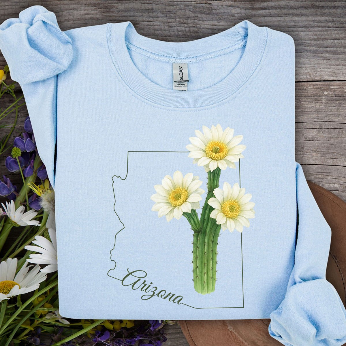 Arizona State Flower Sweatshirt - Saguro Cactus Bloom