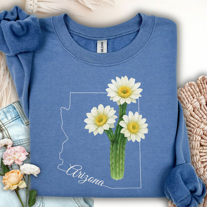 Arizona State Flower Sweatshirt - Saguro Cactus Bloom