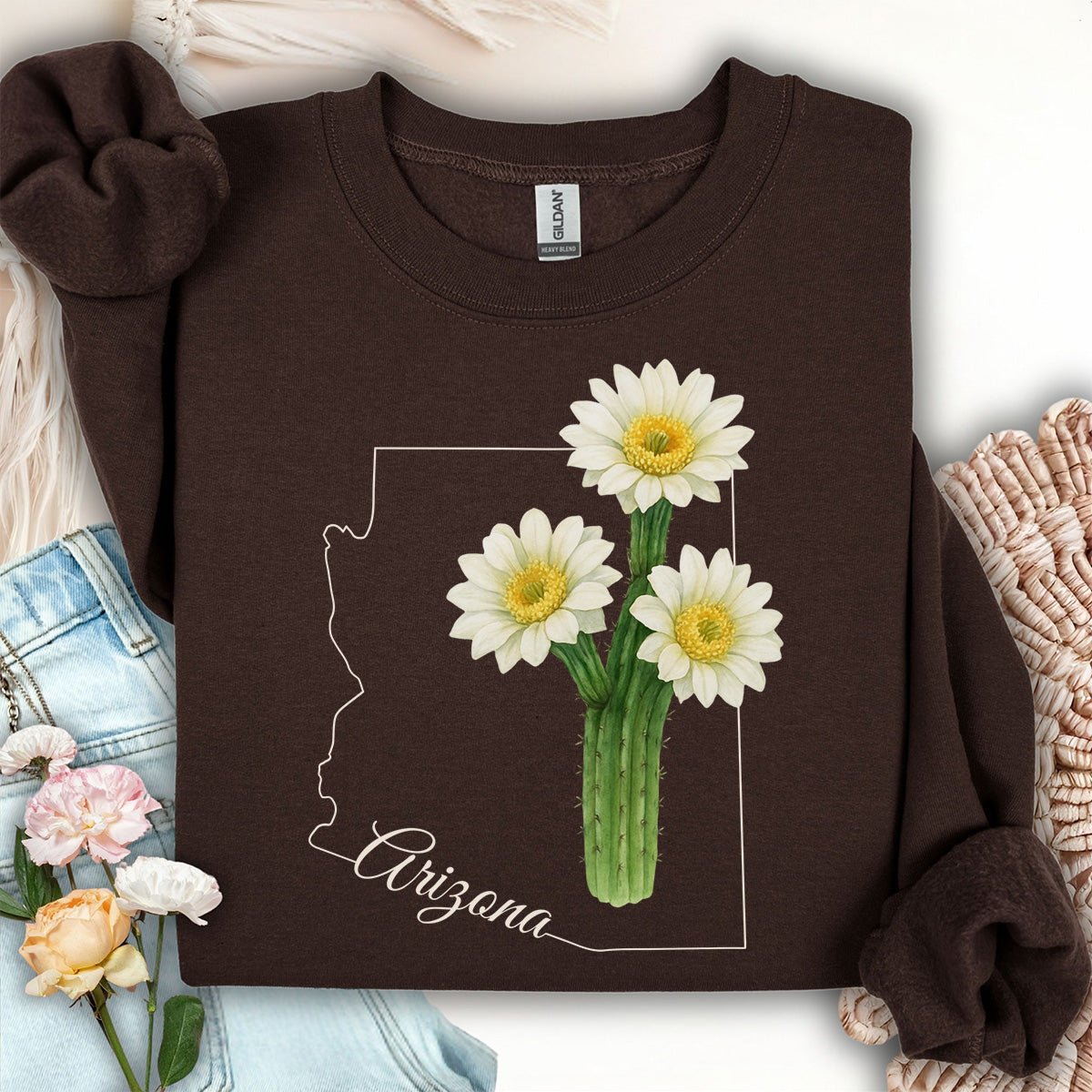 Arizona State Flower Sweatshirt - Saguro Cactus Bloom