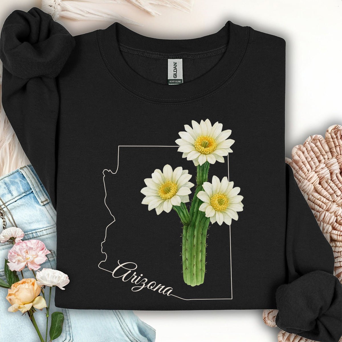 Arizona State Flower Sweatshirt - Saguro Cactus Bloom