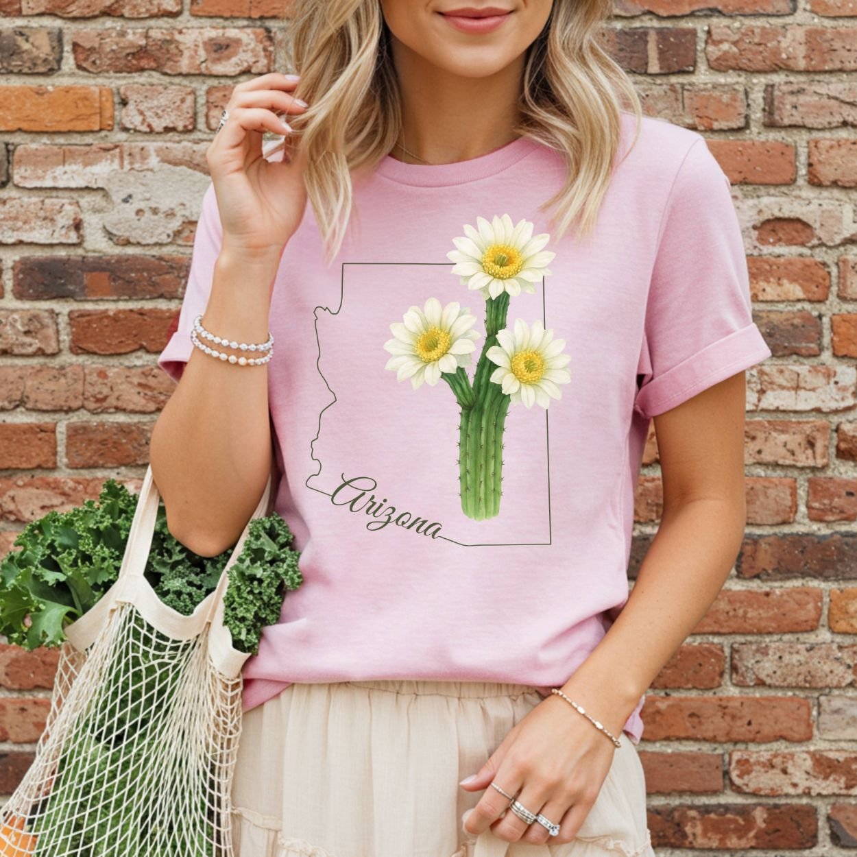 Arizona State Flower T-Shirt - Saguaro Cactus Bloom