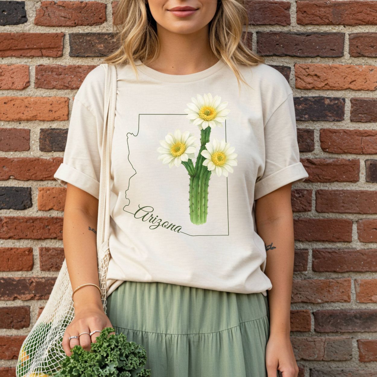 Arizona State Flower T-Shirt - Saguaro Cactus Bloom
