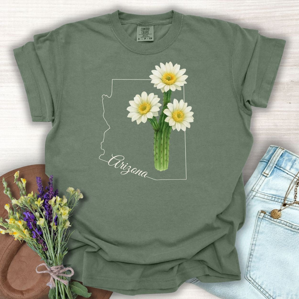 Arizona State Flower T-Shirt - Saguaro Cactus Bloom
