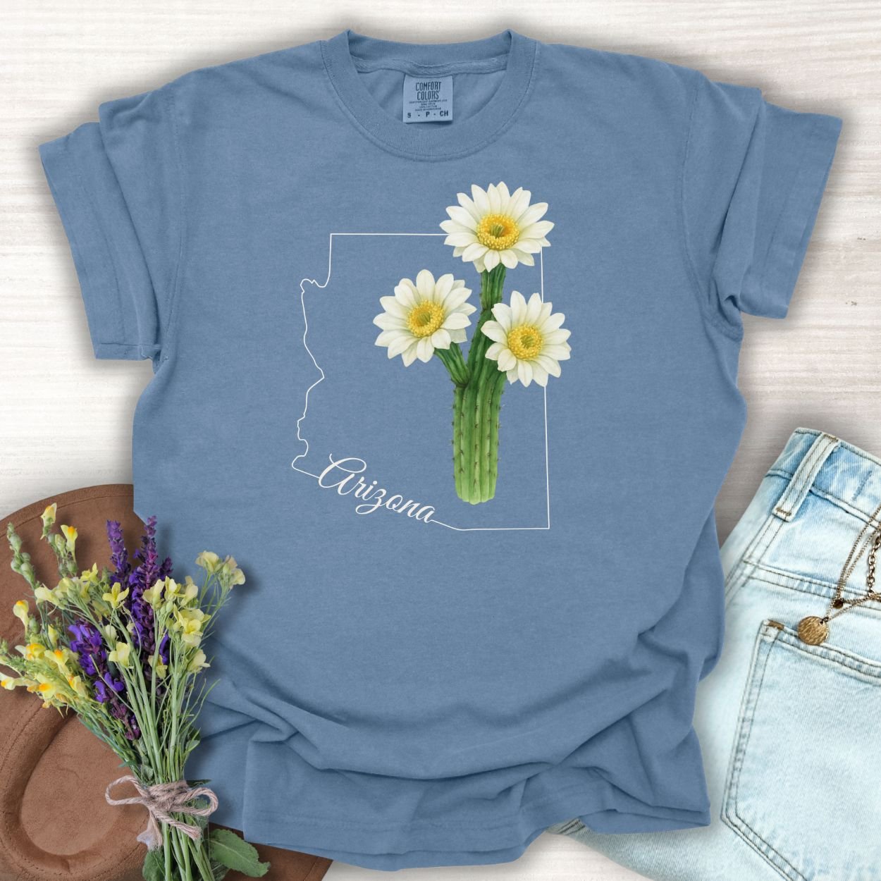 Arizona State Flower T-Shirt - Saguaro Cactus Bloom