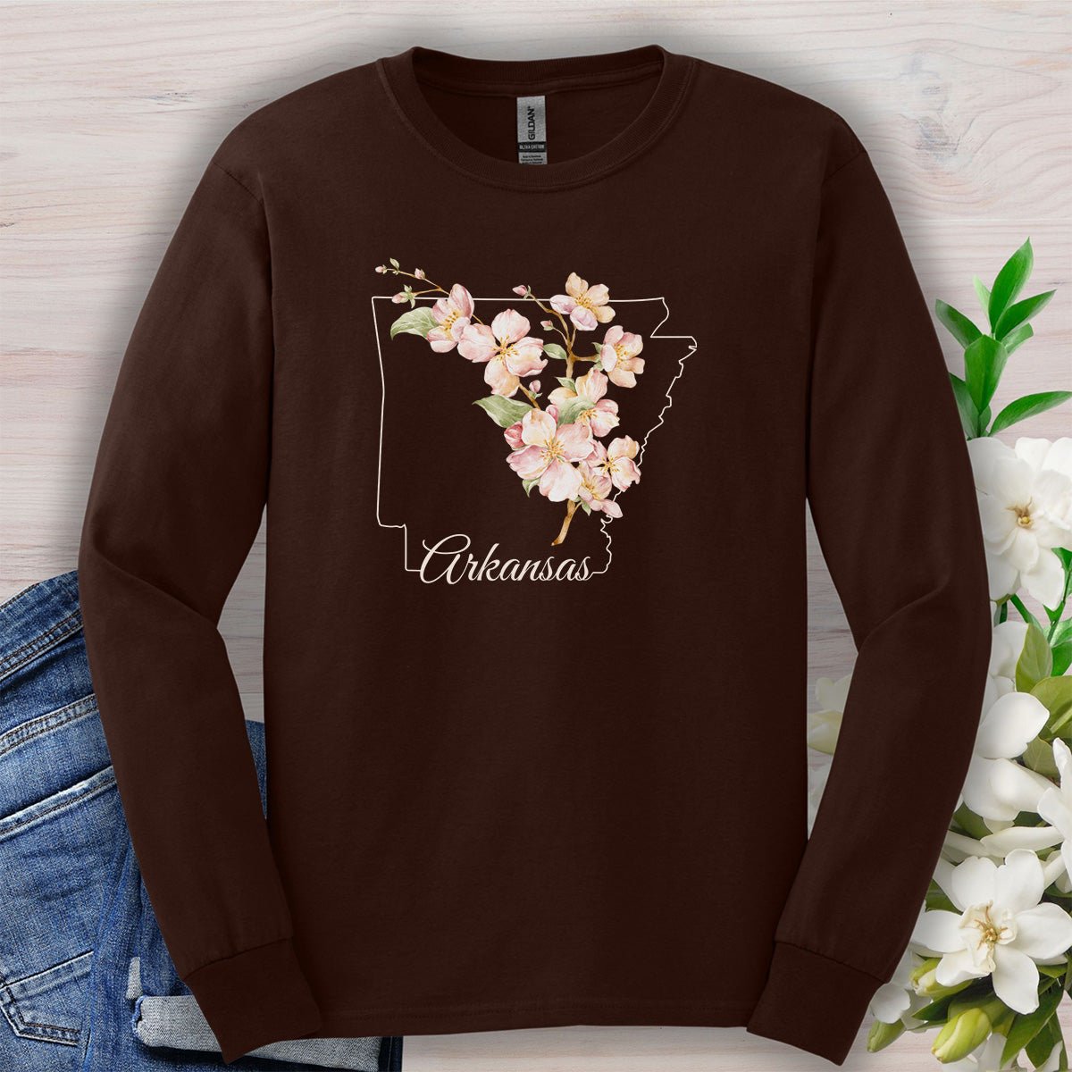 Arkansas State Flower Long Sleeve Tee - Apple Blossom