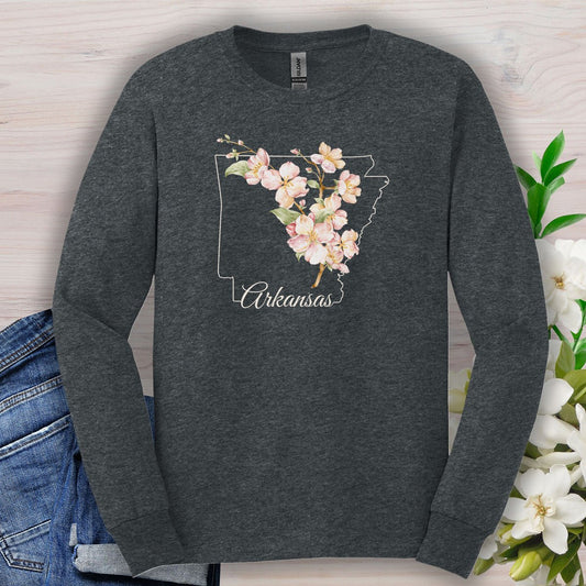 Arkansas State Flower Long Sleeve Tee - Apple Blossom