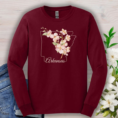 Arkansas State Flower Long Sleeve Tee - Apple Blossom