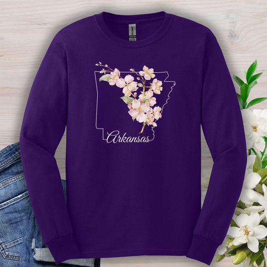 Arkansas State Flower Long Sleeve Tee - Apple Blossom