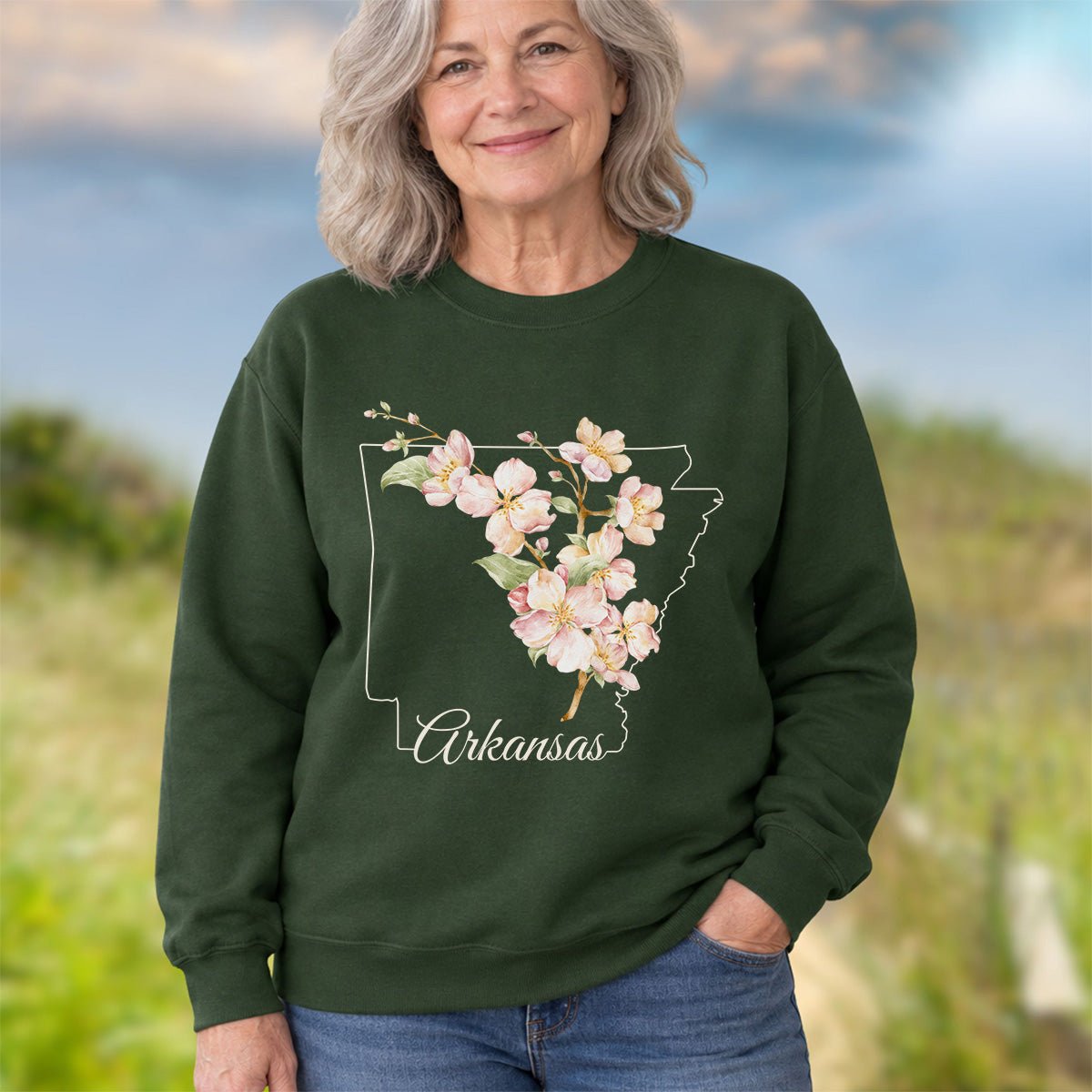 Arkansas State Flower Sweatshirt - Apple Blossom